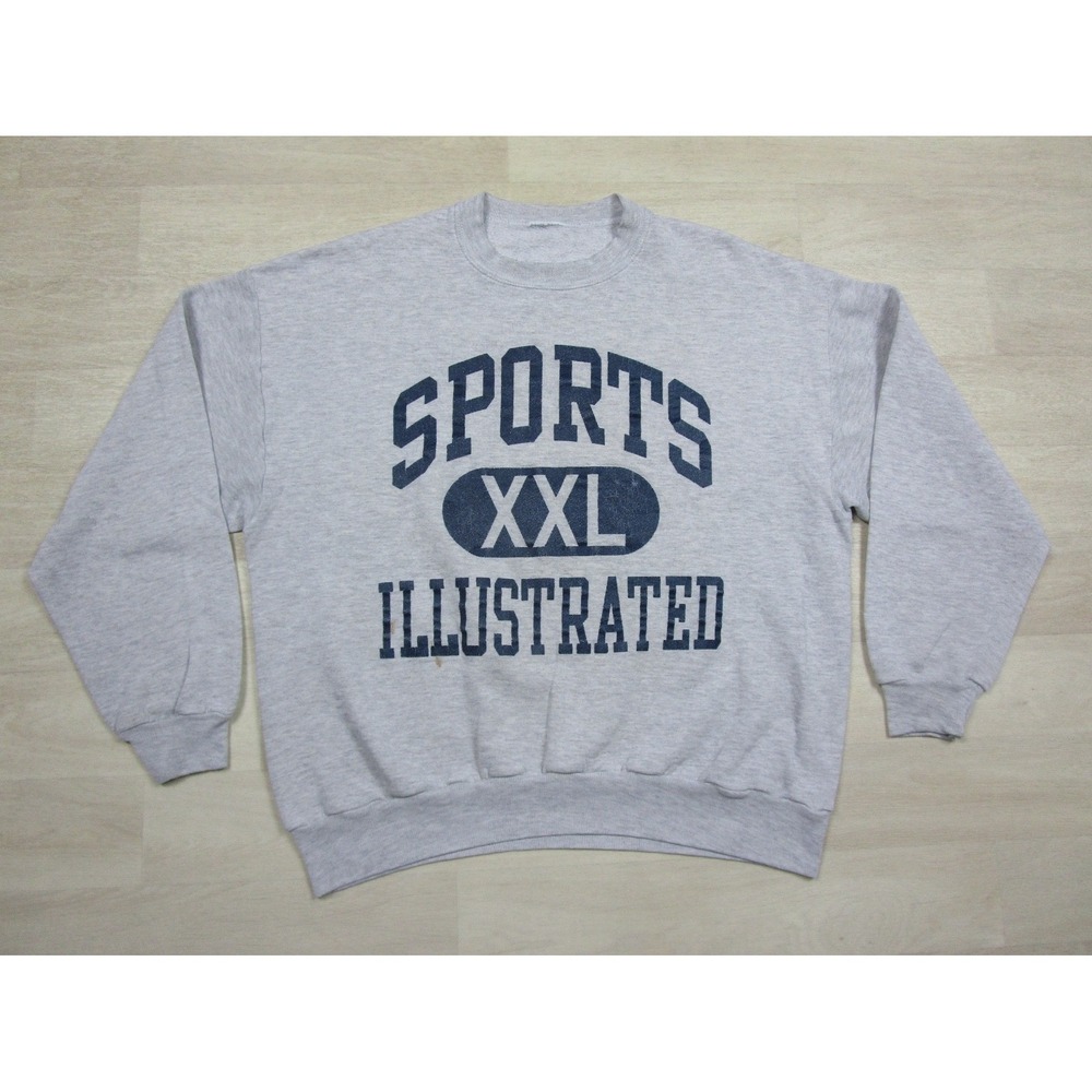Vintage Gray Sports Illustrated XXL Crewneck Sweatshirt with Navy Print